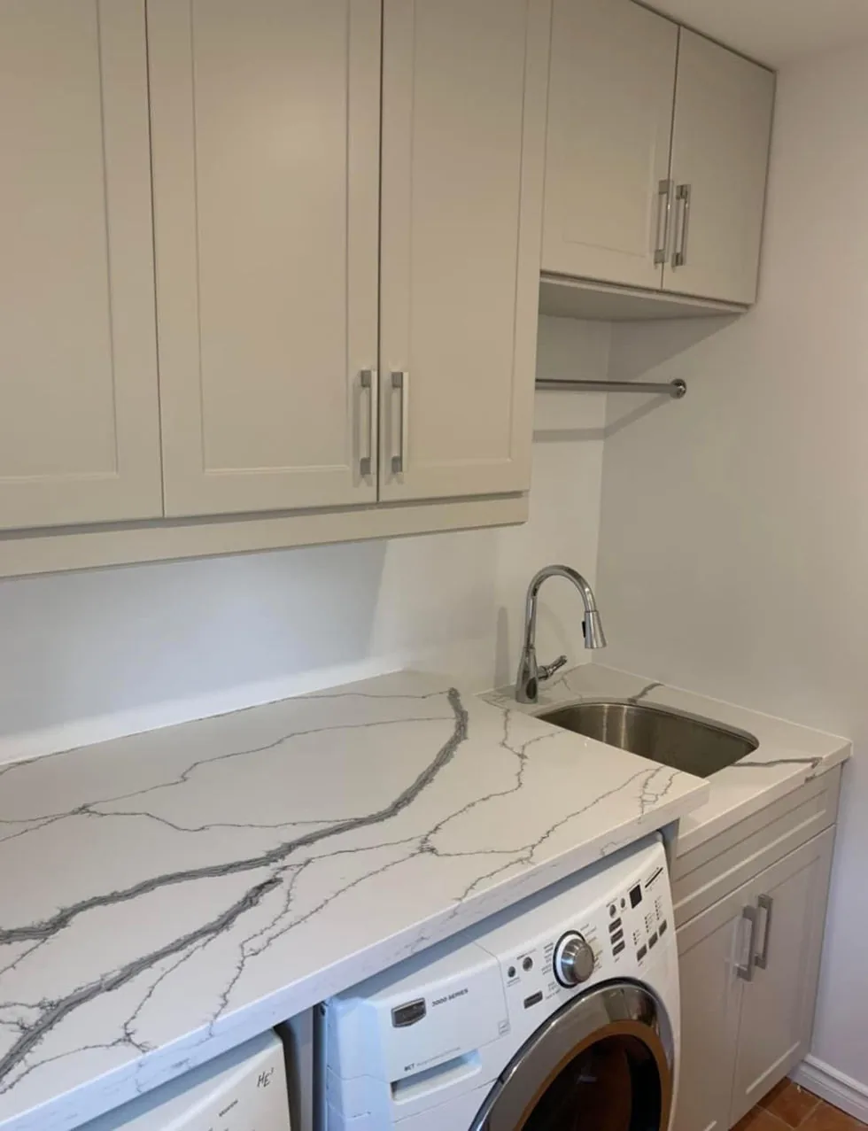 Laundry sink and upper cabinets