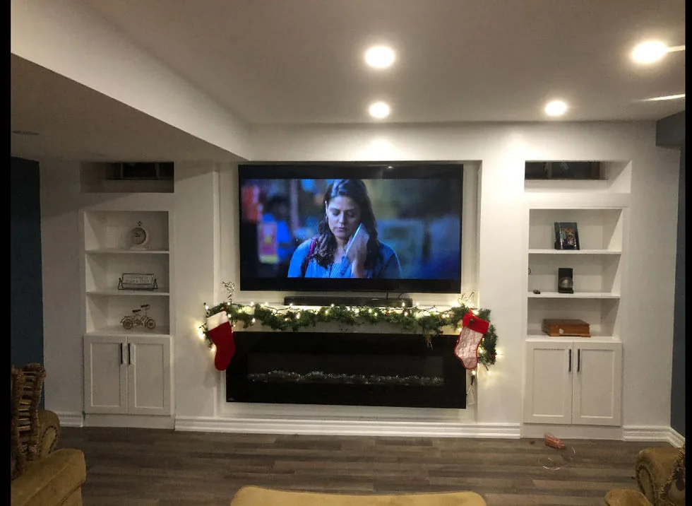 TV wall with custom built-ins
